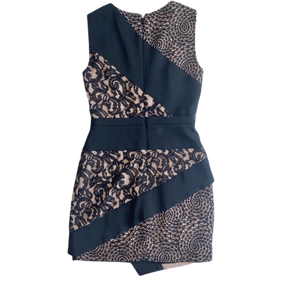 BCBGMAXAZRIA Asymmetrical Black Lace Mini Dress. Item# 0073 - Picture 2 of 5